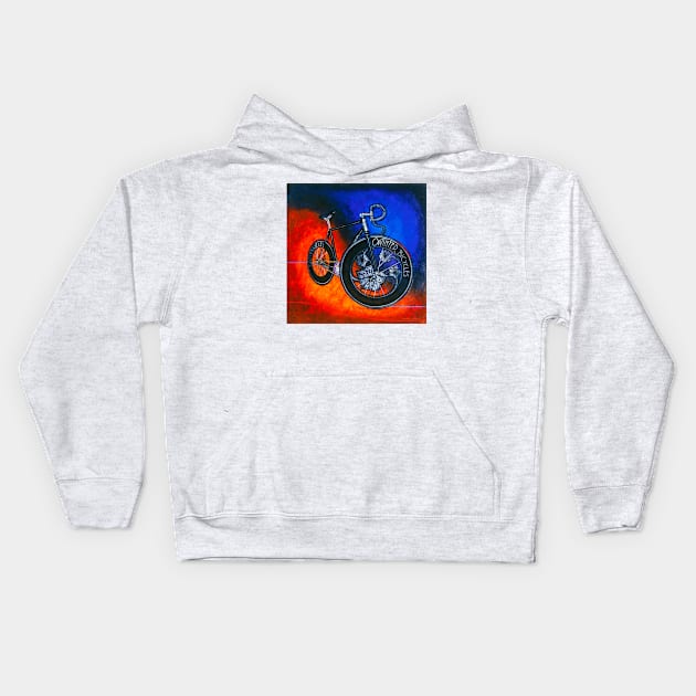 Winter Track bicycle Kids Hoodie by markhowardjones